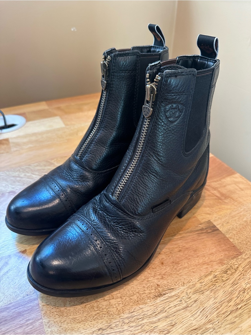Ariat Black Leather Front-Zip Riding Boots